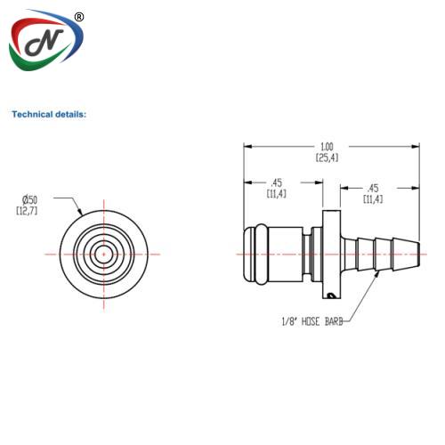 CPC Quick Connect & Disconnect Solutions 14700 1/8 Hose Barb Non-Valved In-Line Acetal Coupling Insert (PMC2202 NSF) NSSP004242