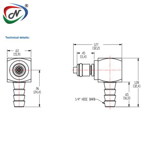 CPC Quick Connect & Disconnect Solutions 15100 1/4 Hose Barb Valved Elbow Chrome-plated Brass Coupling Insert (MCD2304 NSF) NSSP004244