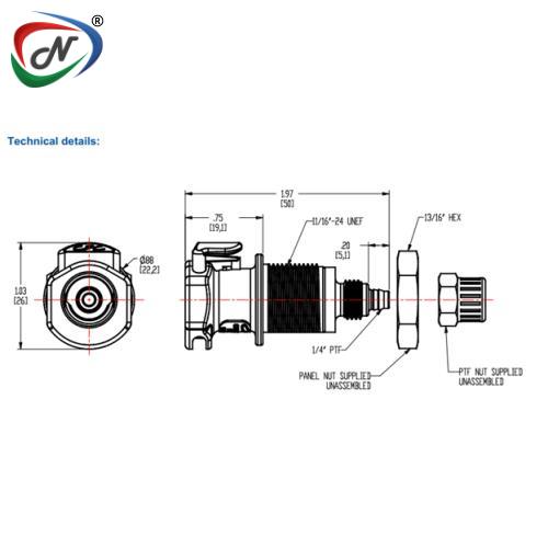 CPC Quick Connect & Disconnect Solutions APC12004 1/4 PTF Non-Valved Panel Mount Coupling Body NSSP004574
