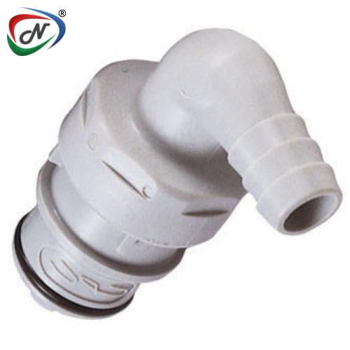 CPC Quick Connect & Disconnect Solutions HFCD23612S 3/8 Hose Barb Valved Elbow Polypropylene Insert Silicone Seal NSSP005443