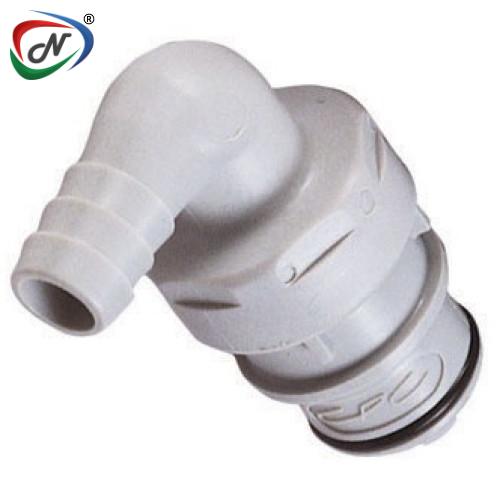 CPC Quick Connect & Disconnect Solutions HFCD23812V 1/2 Hose Barb Valved Elbow Polypropylene Insert FKM Seal NSSP005456