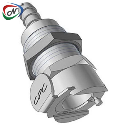 CPC Quick Connect & Disconnect Solutions LCD16004NA 1/4 Hose Barb Valved Panel Mount Chrome plated Brass Coupling Body Nut Assembled NSSP005846