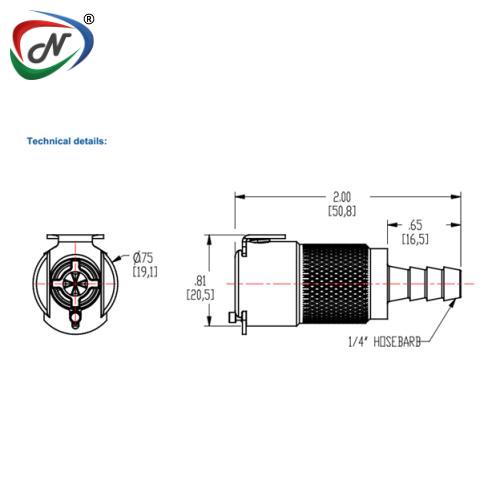 CPC Quick Connect & Disconnect Solutions LCD17004 1/4 Hose Barb Valved In-Line Chrome-plate plated Brass Coupling Body NSSP005855