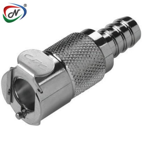CPC Quick Connect & Disconnect Solutions LCD17006HT 3/8 Hose Barb Valved In-Line Chrome plated Brass Coupling Body High Temp Valve NSSP005864