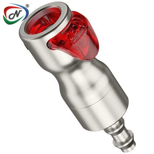 CPC Quick Connect & Disconnect Solutions LQ4SD17004LRED Everis 1/4" Locking Hose Barb Valved In-Line Liquid Cooling Coupling Body, Warm Red NSSP006424