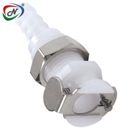 CPC Quick Connect & Disconnect Solutions PMC1604NA 1/4 Hose Barb Non-Valved Panel Mount Acetal Coupling Body Nut Assembled NSSP006558