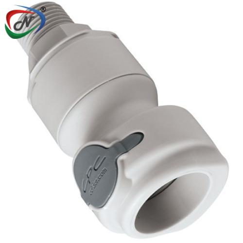 CPC Quick Connect & Disconnect Solutions NSHD10008V 1/2 MNPT Valved In-Line Molded Grey Polypropylene Coupling Body FKM Seal NSSP007038