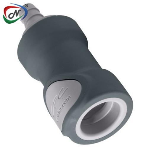 CPC Quick Connect & Disconnect Solutions NS6D17006HC 3/8 Hose Barb Valved In-Line Molded Grey Polypropylene Coupling Body Hastelloy-C® Spring NSSP007072
