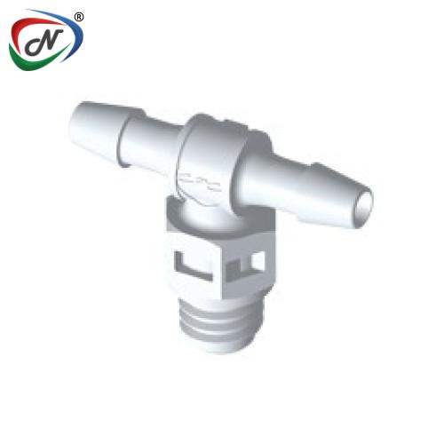 CPC Quick Connect & Disconnect Solutions MT330 Tee Fitting, tapered 10-32 X 3/32 HB X 3/32 HB, White Nylon NSSP007227