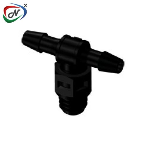 CPC Quick Connect & Disconnect Solutions MT331 Tee Fitting, tapered 10-32 X 3/32 HB X 3/32 HB, Black Nylon NSSP007229