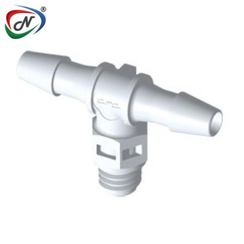 CPC Quick Connect & Disconnect Solutions MT430 Tee Fitting, tapered 10-32 X 1/8 HB X 1/8 HB White Nylon NSSP007232