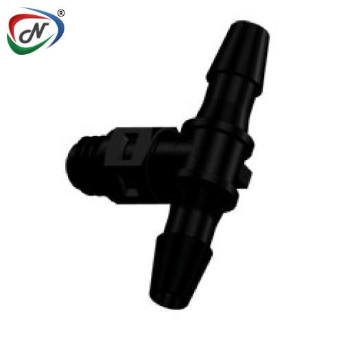 CPC Quick Connect & Disconnect Solutions MT431 Tee Fitting, tapered 10-32 X 1/8 HB X 1/8 HB Black Nylon NSSP007233