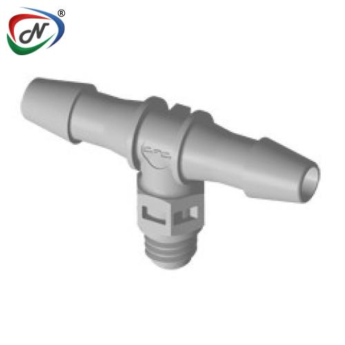 CPC Quick Connect & Disconnect Solutions MT5 Tee Fitting, tapered 10-32 X 5/32 HB X 5/32 HB, Natural Polypropylene NSSP007235