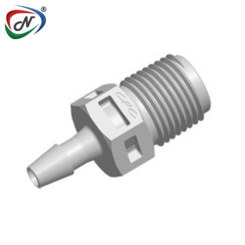 CPC Quick Connect & Disconnect Solutions N4S4 Straight Fitting, 1/8 NPT X 1/8 HB, Natural Polypropylene NSSP007301