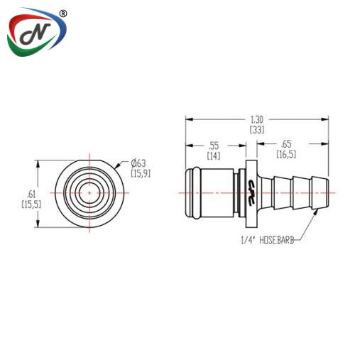 CPC Quick Connect & Disconnect Solutions PLC17004 1/4 Hose Barb Non-Valved In-Line Acetal Coupling Body NSSP003176