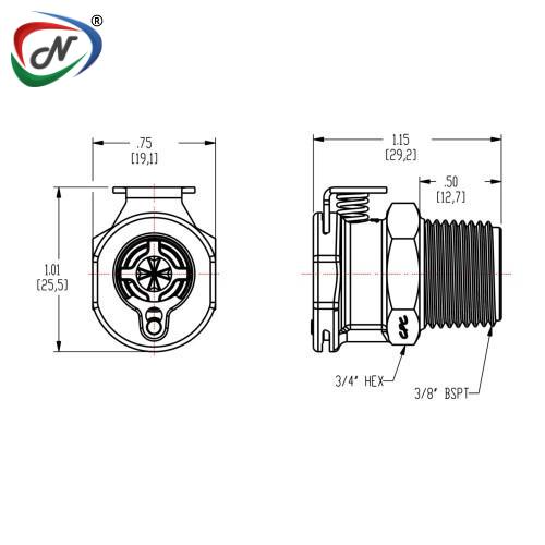 CPC Quick Connect & Disconnect Solutions PLCD1000612BSPT 3/8 MBSPT Valved Polypropylene Coupling Body NSSP006883