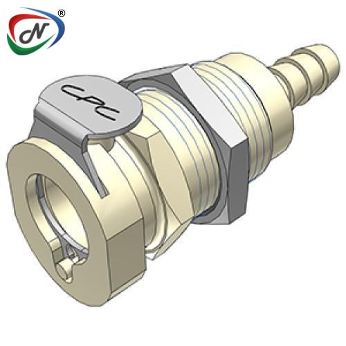 CPC Quick Connect & Disconnect Solutions PLCD1600412HC 1/4 Hose Barb Valved Panel Mount Polypropylene Coupling Body Hastelloy-C® Spring NSSP006811