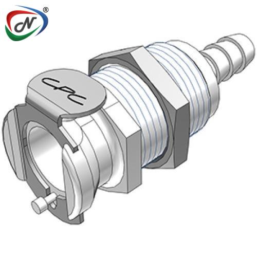 CPC Quick Connect & Disconnect Solutions PLCD16004NA 1/4 Hose Barb Valved Panel Mount Acetal Coupling Body Nut Assembled NSSP006805