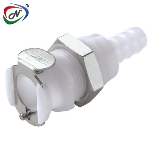 CPC Quick Connect & Disconnect Solutions PLCD16005NA 5/16 Hose Barb Valved Panel Mount Acetal Coupling Body Nut Assembled NSSP006801