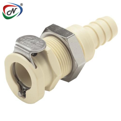 CPC Quick Connect & Disconnect Solutions PLCD1600612V 3/8 Hose Barb Valved Panel Mount Polypropylene Coupling Body FKM Seal NSSP006793