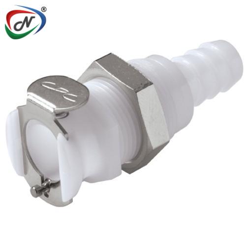 CPC Quick Connect & Disconnect Solutions PLCD16006NA 3/8 Hose Barb Valved Panel Mount Coupling Body Nut Assembled NSSP006790