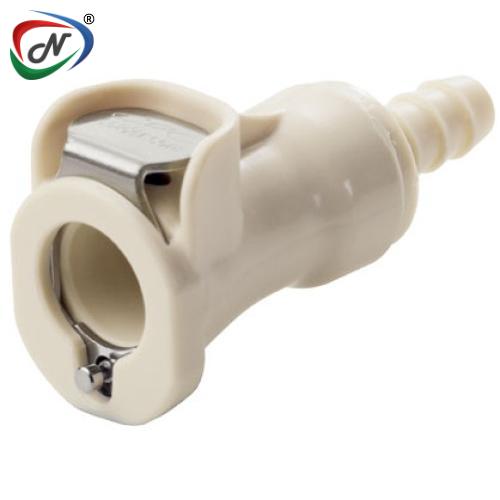 CPC Quick Connect & Disconnect Solutions PLCD1700412HC 1/4 Hose Barb Valved In-Line Polypropylene Coupling Body Hastelloy-C® Spring NSSP006787