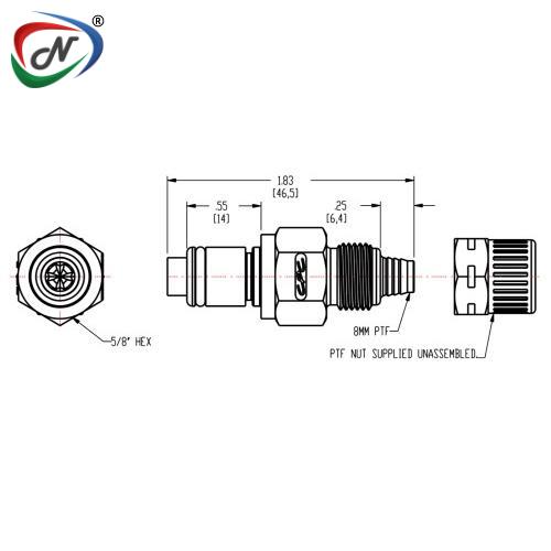 CPC Quick Connect & Disconnect Solutions PLCD200M812 8mm PTF Valved In-Line Polypropylene Coupling Insert NSSP006755