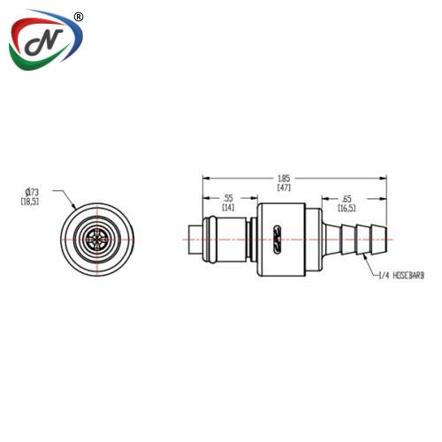 CPC Quick Connect & Disconnect Solutions PLCD2200406 1/4 Hose Barb Valved In-Line Insert ABS PLC NSSP006740