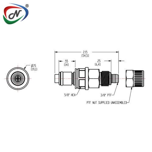 CPC Quick Connect & Disconnect Solutions PLMD20006 3/8 PTF Valved Multi-Mount Acetal Coupling Insert NSSP006613