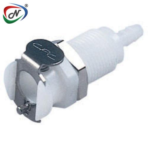 CPC Quick Connect & Disconnect Solutions PMC1602NA 1/8 Hose Barb Non-Valved Panel Mount Acetal Coupling Body Nut Assembled NSSP006564