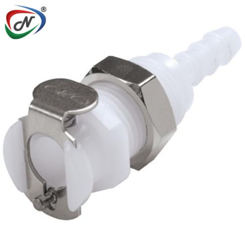 CPC Quick Connect & Disconnect Solutions PMC1603NA 3/16 Hose Barb Non-Valved Panel Mount Acetal Coupling Body Nut Assembled NSSP006561