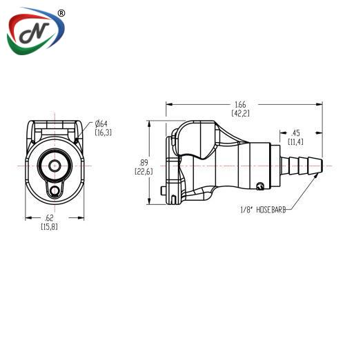 CPC Quick Connect & Disconnect Solutions PMC170212 1/8 Hose Barb Non-Valved In-Line Polypropylene Coupling Body NSSP006556
