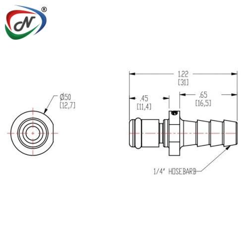 CPC Quick Connect & Disconnect Solutions PMC2204S 1/4 Hose Barb Non-Valved In-Line Acetal Coupling Insert Silicone Seal NSSP006450