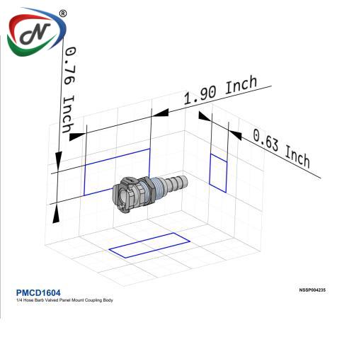 CPC Quick Connect & Disconnect Solutions 12900 1/4 Hose Barb Valved Panel Mount Acetal Coupling Body (PMCD1604 NSF) NSSP004235