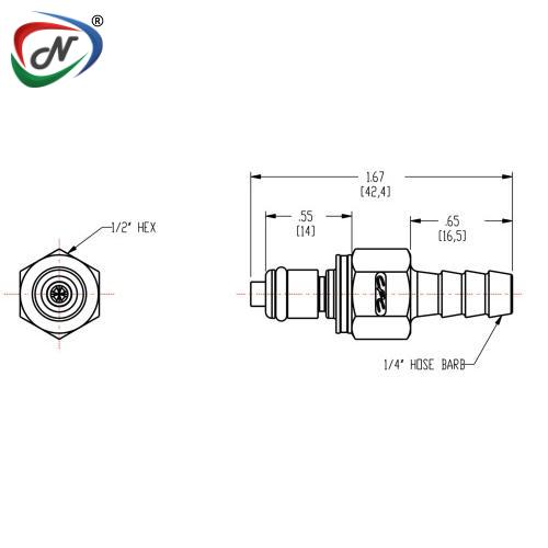 CPC Quick Connect & Disconnect Solutions PMCD2304 1/4 HOSE BARB VALVED ELBOW ACETAL COUPLING INSERT NSSP005247