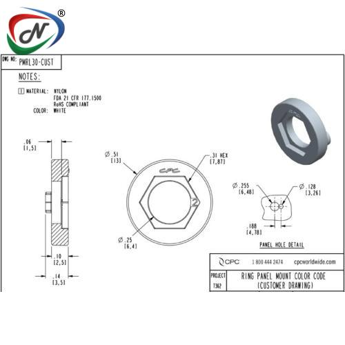CPC Quick Connect & Disconnect Solutions PMRL30 Ring, Color code, White Nylon NCPC429