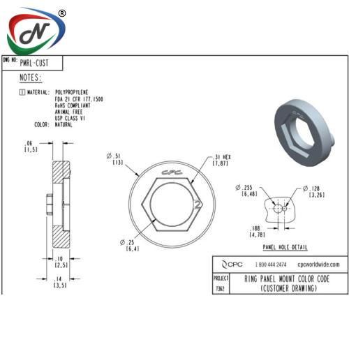 CPC Quick Connect & Disconnect Solutions PMRL Ring, Color code, Natural Polypropylene NCPC428