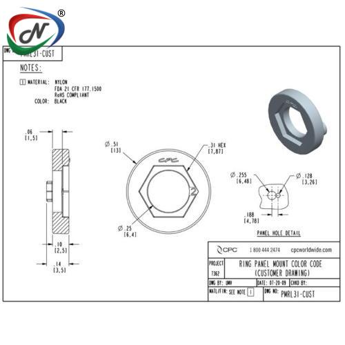 CPC Quick Connect & Disconnect Solutions PMRL31 Ring, Color code, Black Nylon NSSP004090