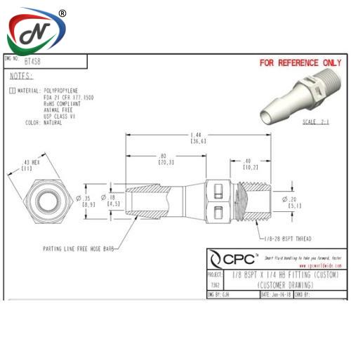 CPC Quick Connect & Disconnect Solutions BT4S8 Straight Fitting, 1/8 NSSP004701